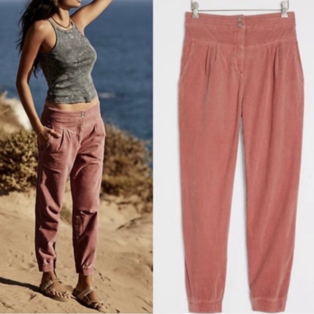 Anthropologie Rose Pink Velour Joggers